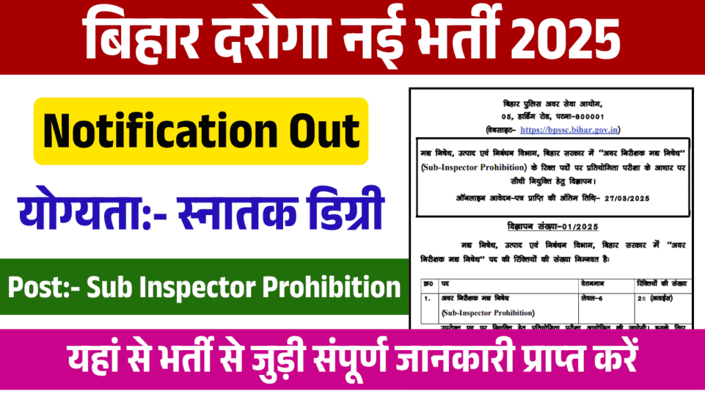 BPSSC Sub Inspector Prohibition Recruitment 2025