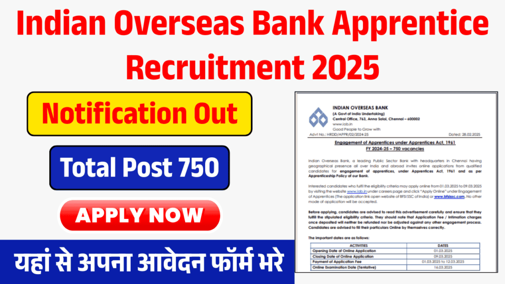 Indian Overseas Bank Apprentices Recruitment 2025