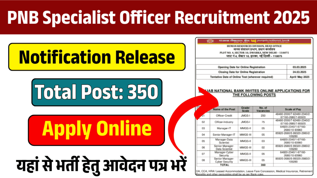 PNB Specialist Officer Recruitment 2025