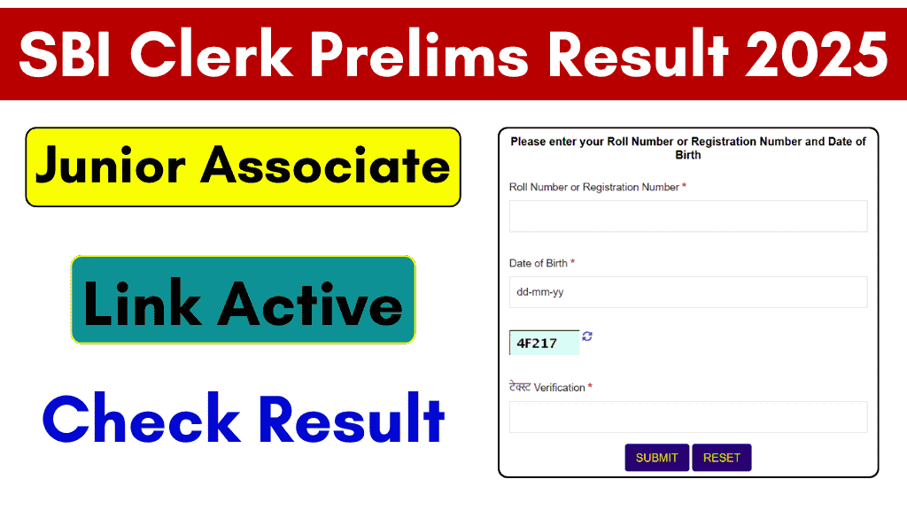 SBI Clerk Prelims Result 2025 Declared