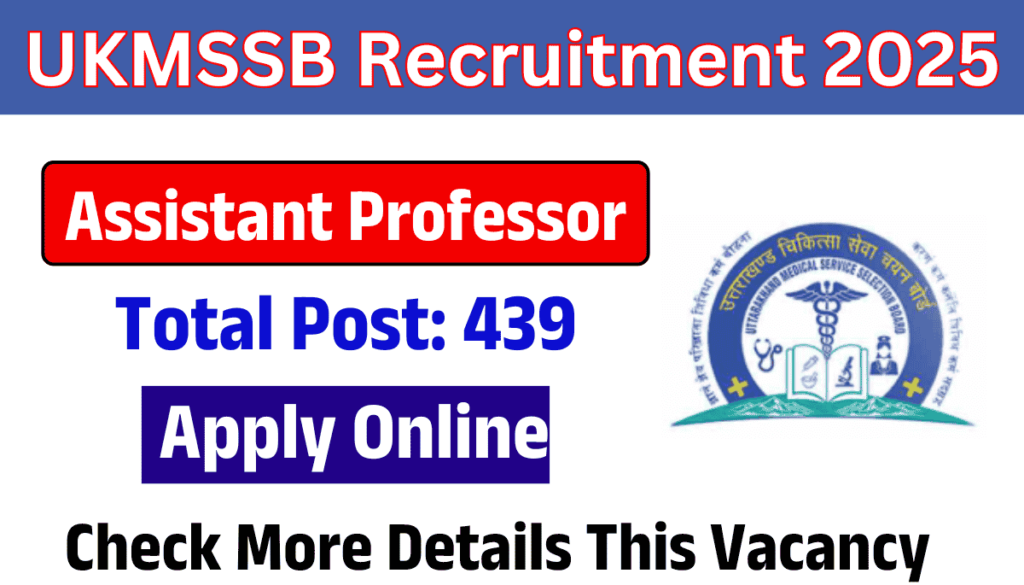 UKMSSB Assistant Professor Recruitment 2025